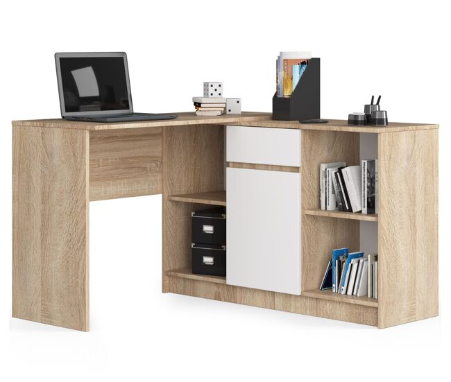 Escritorio esquinero b17 akord color roble sonoma, blanco 120 cm