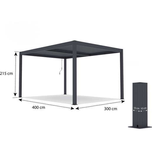 Pérgula bioclimática com LED Windsor em alumínio 3 x 4 - Cinza