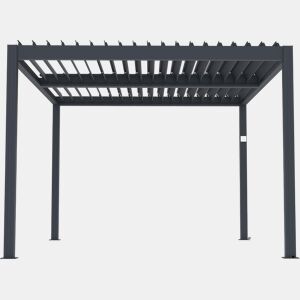 Pérgula bioclimática elétrica com LED Windsor em alumínio 3 x 4 - Cinza