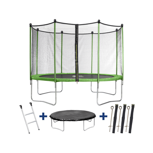 Trampolim Yoopi - Ø 4,25 m - com rede + escada + cobertura + kit de fixação