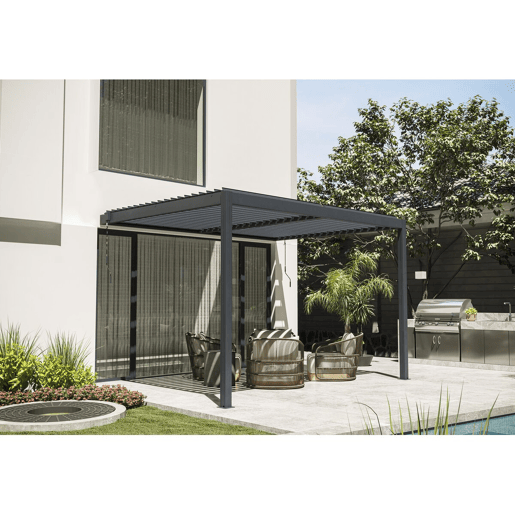 Pérgula bioclimática inclinada com LED Windsor - 3 x 4 m - Antracite