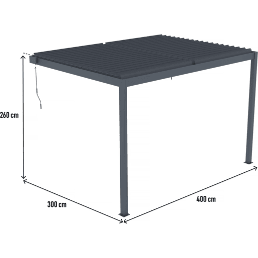 Pérgula bioclimática inclinada com LED Windsor - 3 x 4 m - Antracite
