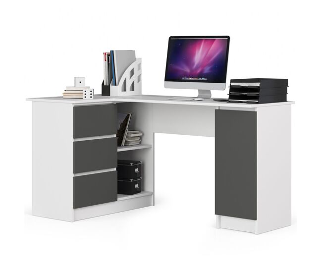 Escritorio esquinero b20 akord color blanco, grafito gris 155 cm