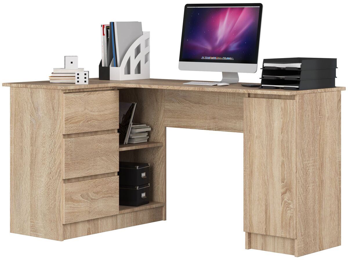 Escritorio B20 AKORD 3 cajones 4 estantes color Roble Craft 155x85 Madera Clara
