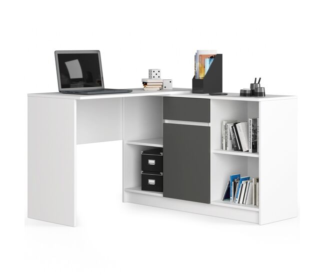 Escritorio esquinero b17 akord color blanco, grafito gris 120 cm
