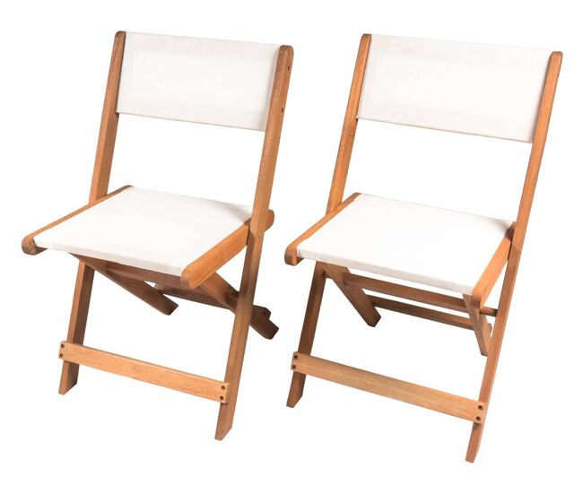 Sillas plegables de madera exótica «Seúl» Arce - Beige - Lote de 2