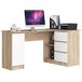 Escritorio B20 AKORD 3 cajones 4 estantes Roble Craft, Blanco 155x85 Escritorio B20 AKORD 3 cajones 4 estantes Roble Craft, Blanco 155x85 Blanco/ Madera
