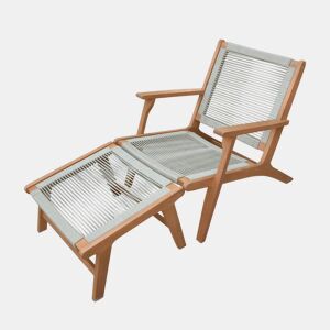 Cadeira de jardim em madeira e corda com apoio para os pƩs, Cuzco, Taupe, 66.5x81x71 cm