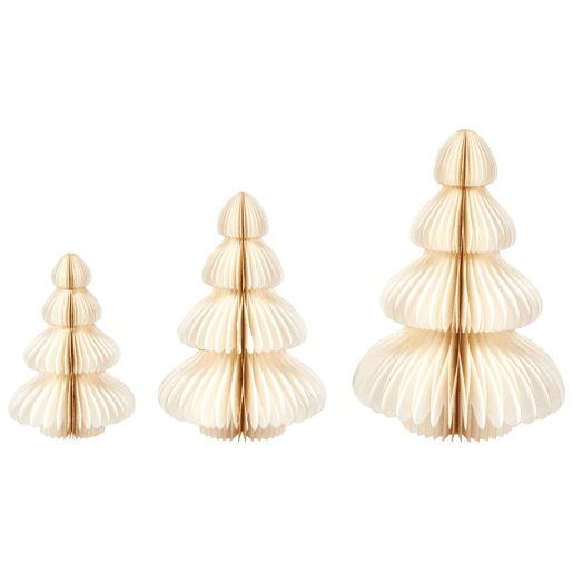 Conjunto de 3 árvores de Natal decorativas creme NILGIRI