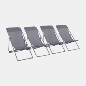 Cadeira de jardim dobrável, set de 4, Livorno, Antracite, 83x88x95 cm