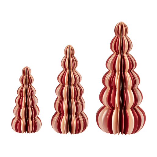 Conjunto de 3 figuras para árvore de Natal creme e vermelhas DHAULAGIRI