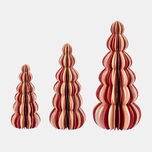 Conjunto de 3 figuras para árvore de Natal creme e vermelhas DHAULAGIRI