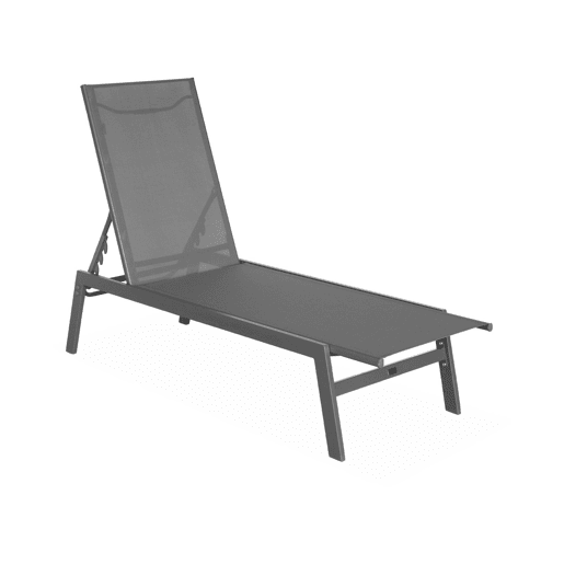 Transat de aço multi posições, set de 2, Flora, Cinza, 155x59x106 cm