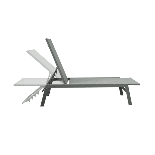Transat de aço multi posições, set de 2, Flora, Verde caqui, 155x59x106 cm