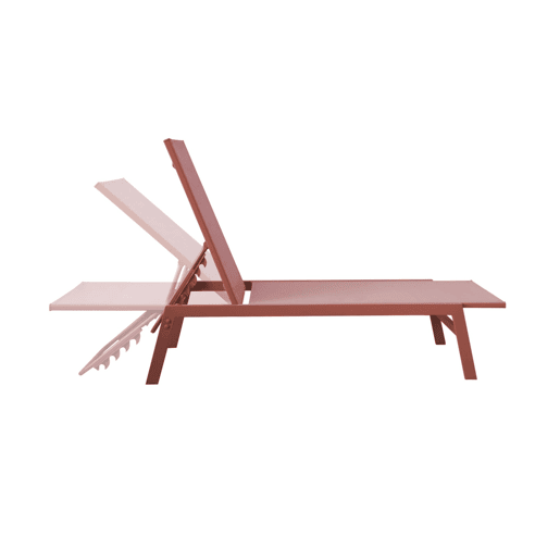 Transat de aço multi posições, set de 2, Flora, Terracota, 155x59x106 cm