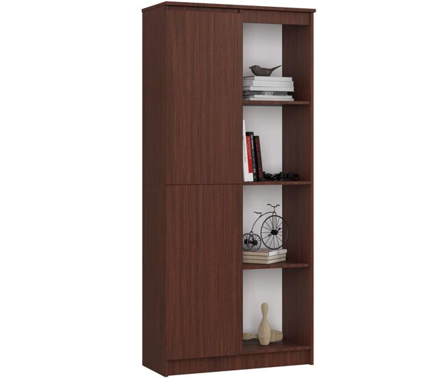 Librería akord r80 wenge 80 cm 1 puerta frente en color wenge 4 estantes 80x35x180 cm