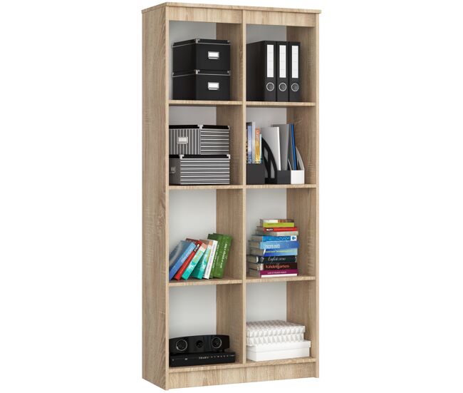 Librería akord r80 roble sonoma 80 cm frente en color roble sonoma 4 estantes 80x35x180 cm