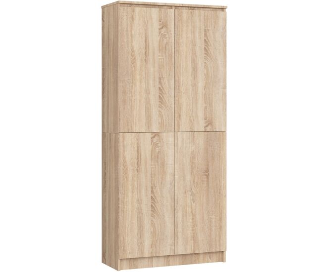 Librería akord r80 roble sonoma 80 cm 2 puertas frente en color roble sonoma 4 estantes 80x35x180 cm
