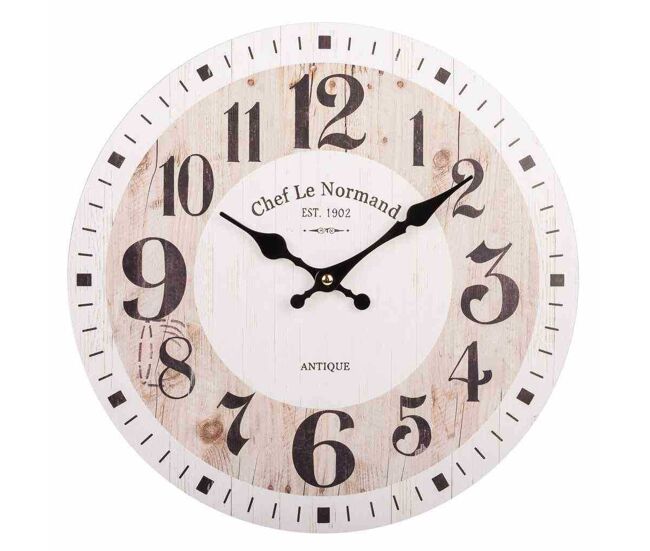 Reloj de pared de madera marrón con medidas d34x2h cm