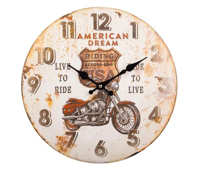 Reloj de pared de madera marrón 34 cm de diámetro y 2 cm de alto