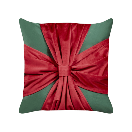 Conjunto de 2 almofadas decorativas MARSHMALLOW Veludo 45 x 45 cm Vermelho Verde Padrão natalicio