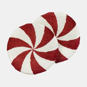 Conjunto de 2 almofadas decorativas SWIRL CANDY Bouclé 40 x 40 cm Vermelho