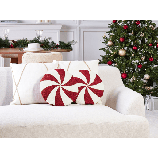 Conjunto de 2 almofadas decorativas SWIRL CANDY Bouclé 40 x 40 cm Vermelho