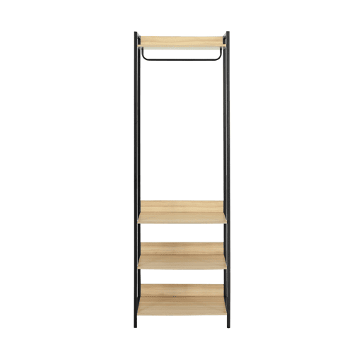 Módulo de roupeiro com 1 roupeiro e 3 prateleiras, Claver, Preto, 60x48x190 cm