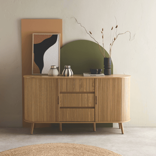 Aparador escandinavo, 3 gavetas, 150cm, Legacy, Natural, 150x40x79 cm