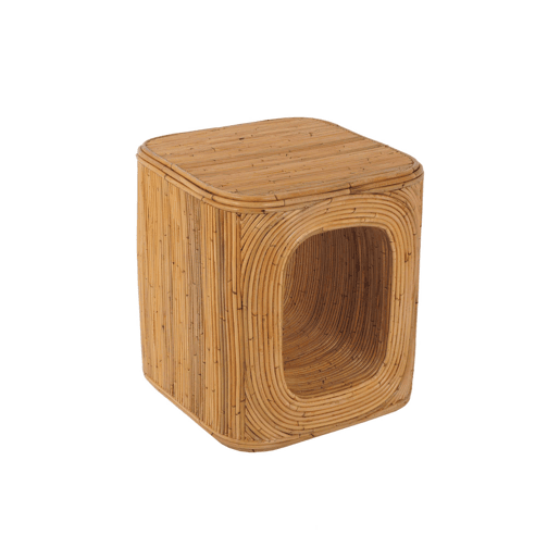 Mesa de cabeceira com nicho, em rotim natural, Baya, Natural, 45x45x50 cm Mesa de cabeceira com nicho, em rotim natural, Baya, Natural, 45x45x50 cm