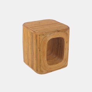 Mesa de cabeceira com nicho, em rotim natural, Baya, Natural, 45x45x50 cm