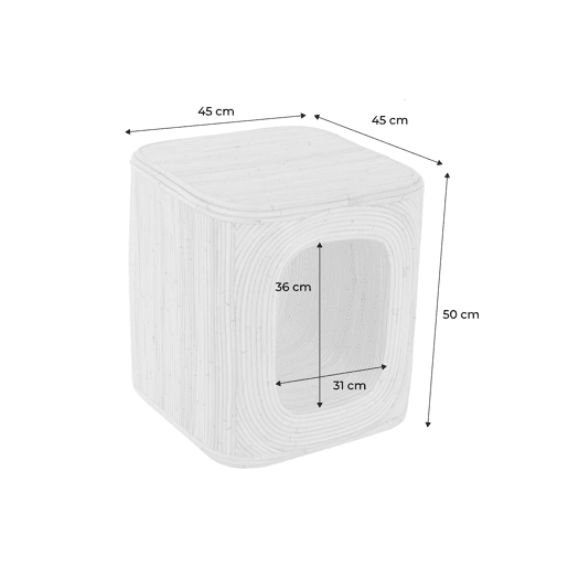 Mesa de cabeceira com nicho, em rotim natural, Baya, Natural, 45x45x50 cm Mesa de cabeceira com nicho, em rotim natural, Baya, Natural, 45x45x50 cm