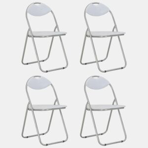 vidaXL Cadeiras de jantar dobráveis 4 pcs couro artificial branco