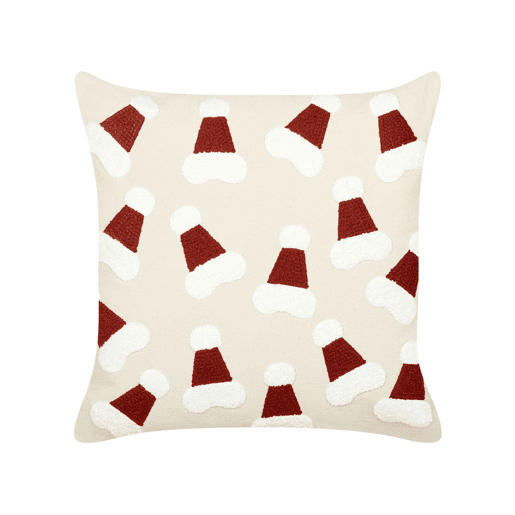 Conjunto de 2 almofadas decorativas SUGARPLUM Algodão 45 x 45 cm Creme claro Padrão natalicio