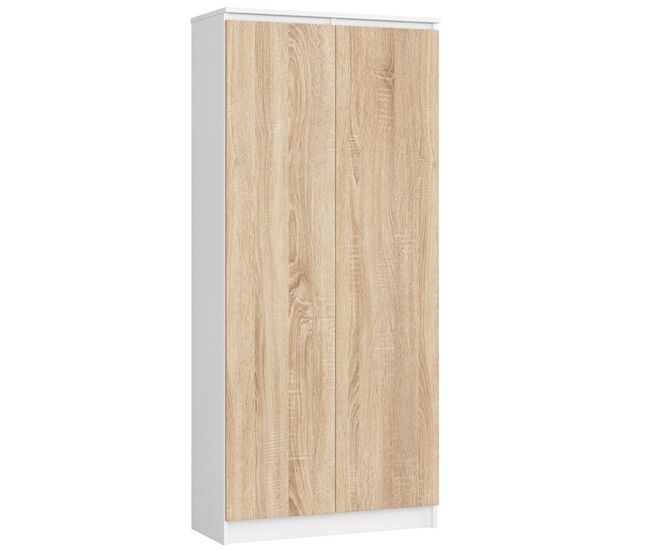 Librería akord r80 blanco 80 cm 2 puertas frente en color roble sonoma 4 estantes 80x35x180 cm