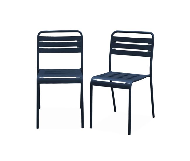 Silla de jardín bistró de acero, set de 2, amelia, azul marino, 44x52x79 cm
