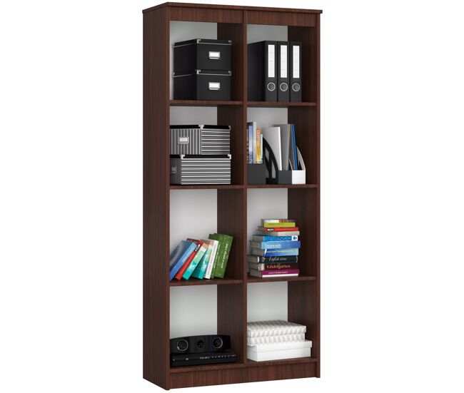 Librería akord r80 wenge 80 cm frente en color wenge 4 estantes 80x35x180 cm