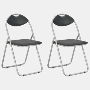 vidaXL Cadeiras de jantar dobráveis 2 pcs couro artificial preto