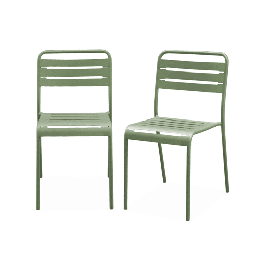 Cadeira de jardim em aço, set de 2, Amelia, Verde, 44x52x79 cm