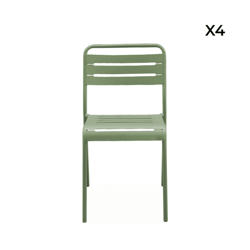 Cadeira de jardim em aço, set de 2, Amelia, Verde, 44x52x79 cm