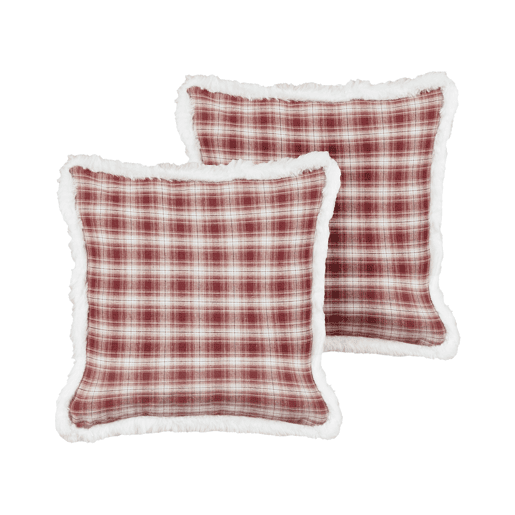 Conjunto de 2 almofadas decorativas BROOKIES 45 x 45 cm Vermelho escuro Padrão natalicio