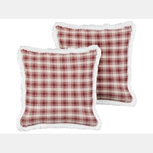 Conjunto de 2 almofadas decorativas BROOKIES 45 x 45 cm Vermelho escuro Padrão natalicio