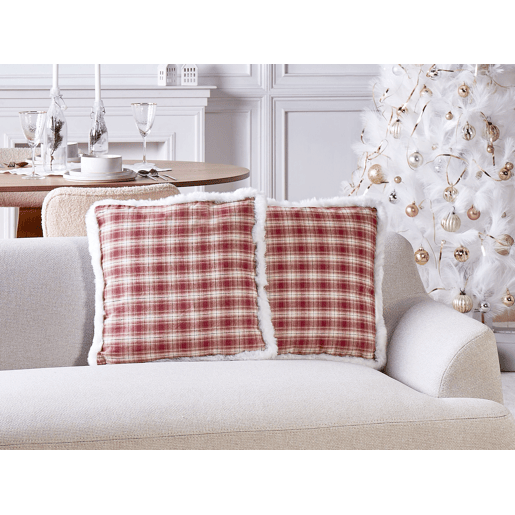 Conjunto de 2 almofadas decorativas BROOKIES 45 x 45 cm Vermelho escuro Padrão natalicio