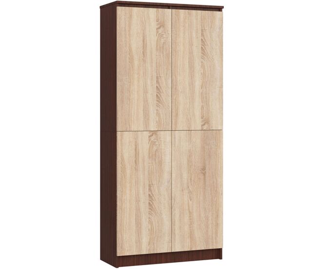 Librería akord r80 wenge 80 cm 2 puertas frente en color roble sonoma 4 estantes 80x35x180 cm