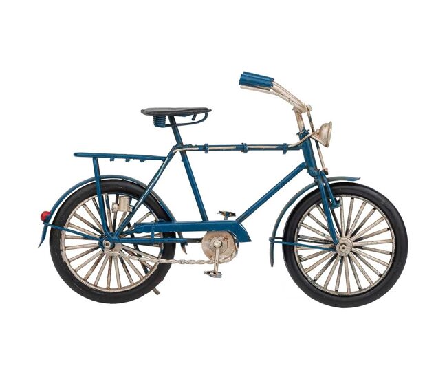 Bicicleta de metal en un azul encantador mide 22x6.5x12h cm