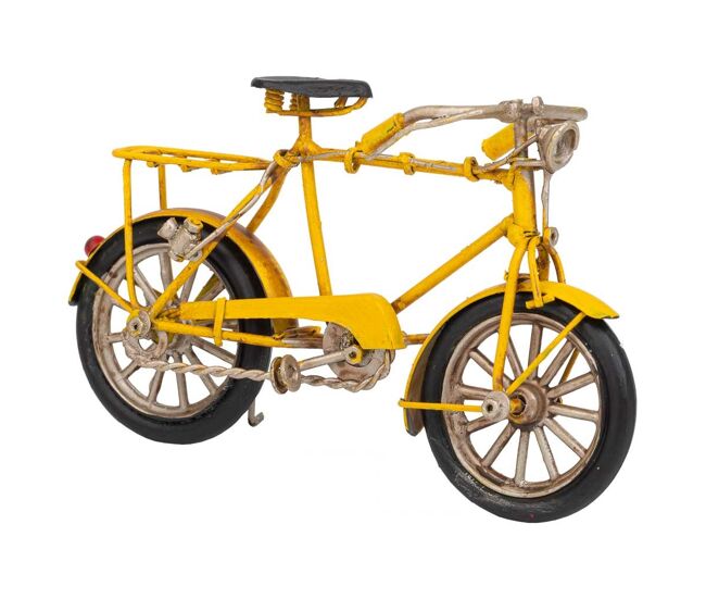 Bicicleta de metal en color amarillo mide 16.5x5.5x8.5h cm