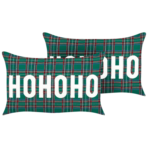 Conjunto de 2 almofadas decorativas JOYCANDY 30 x 50 cm Verde Padrão natalicio