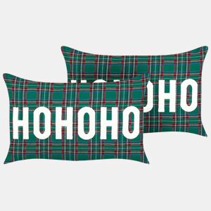 Conjunto de 2 almofadas decorativas JOYCANDY 30 x 50 cm Verde Padrão natalicio