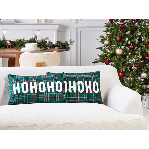 Conjunto de 2 almofadas decorativas JOYCANDY 30 x 50 cm Verde Padrão natalicio