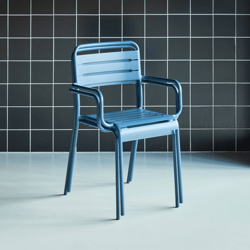 Cadeira de jardim em aço, set de 2, Amelia, Azul-marinho, 50.4x53x79.5 cm